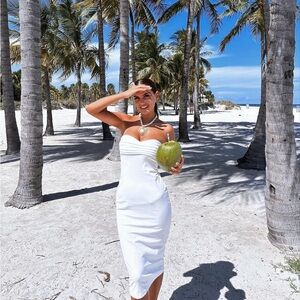 Zara midi bodycon dress sleeveless white wedding coctail party